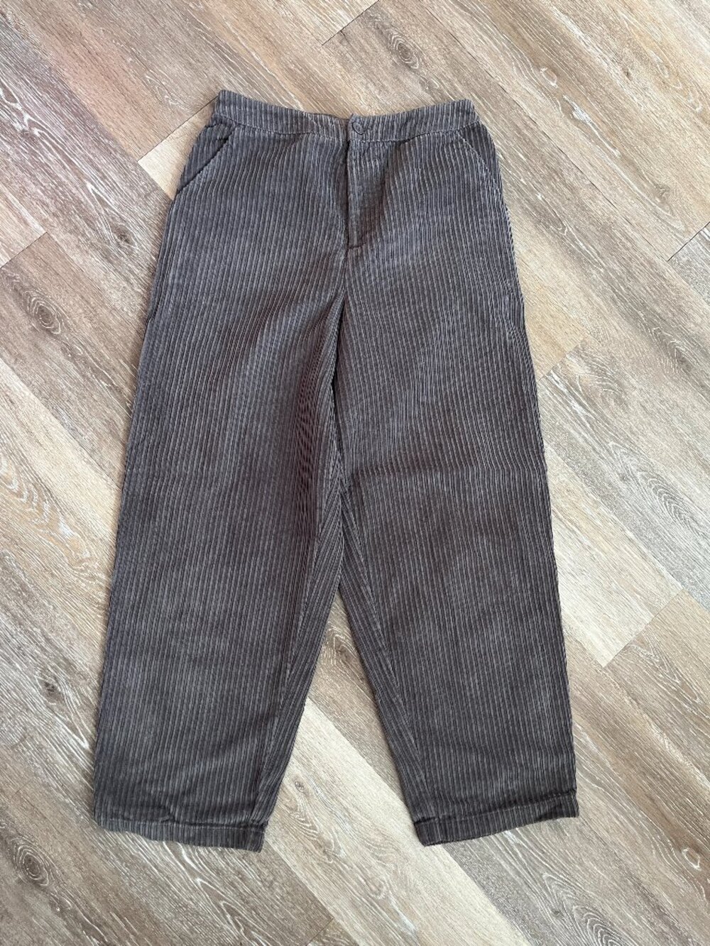 Gray Corduroy Boot Cut Trouser Pants
